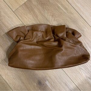 Anthropologie brown faux leather clutch